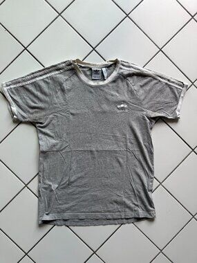 adidas Originals grey & white ringer T-shirt with 3-stripe detailing